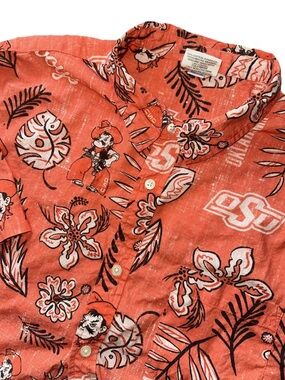 Oklahoma State Button Up Wes and Willy Hawaiian Floral Shirt XXL OSU Cowboys